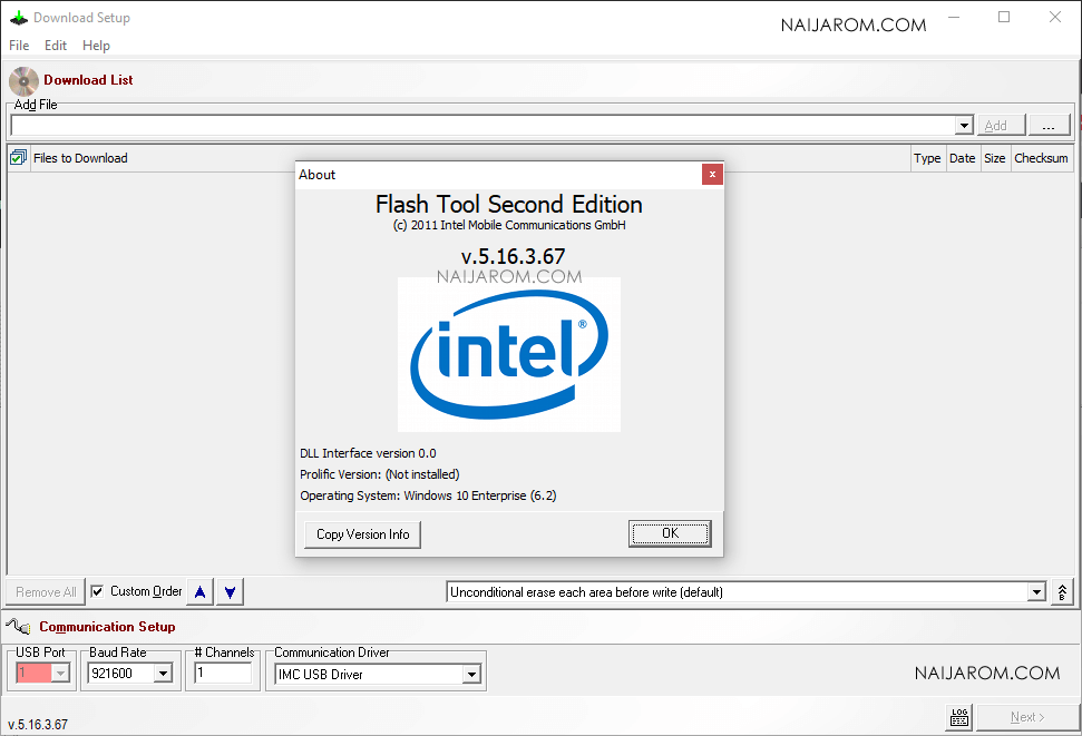 Intel Flash Tool E2 v5.16.3.67