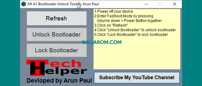 MI A1 Bootloader Unlock Tool