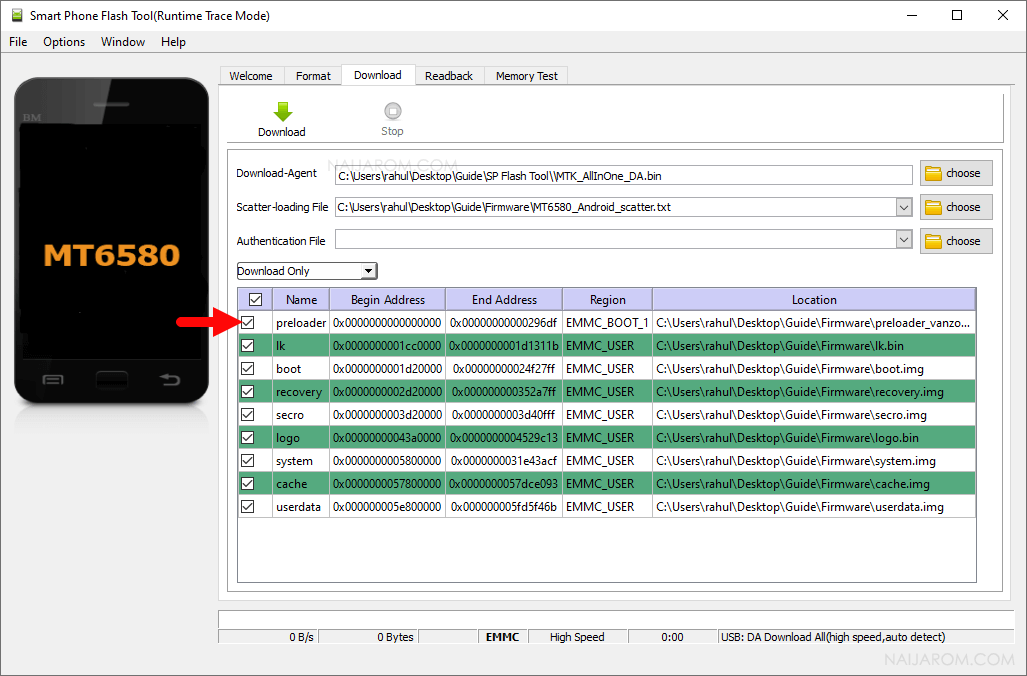 MT6580 Untick Preloader