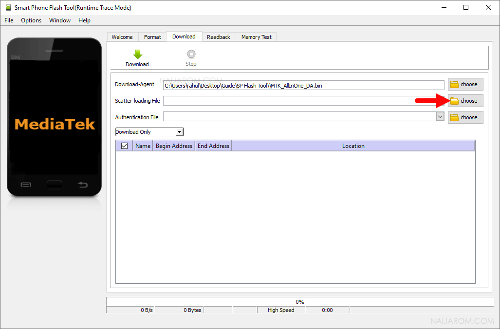 SP Flash Tool Scatter Loading